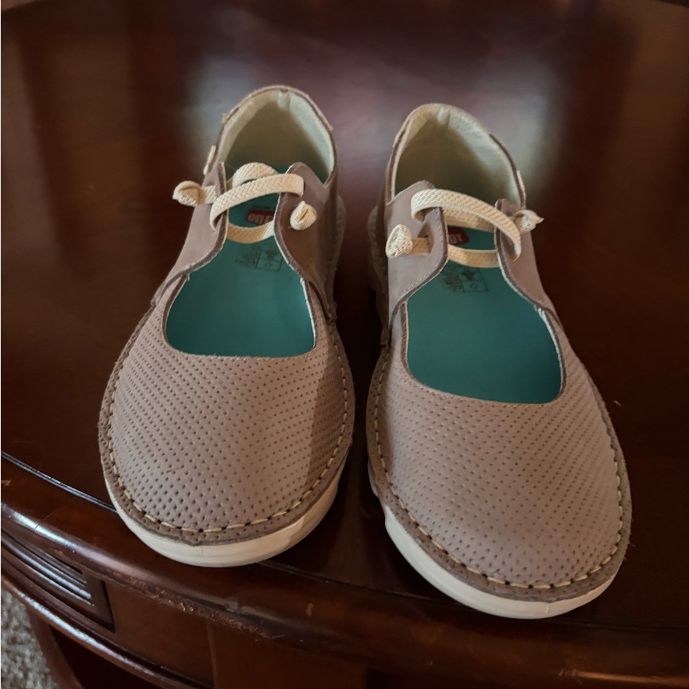 On Foot Tan Perforated Slip-On Shoes